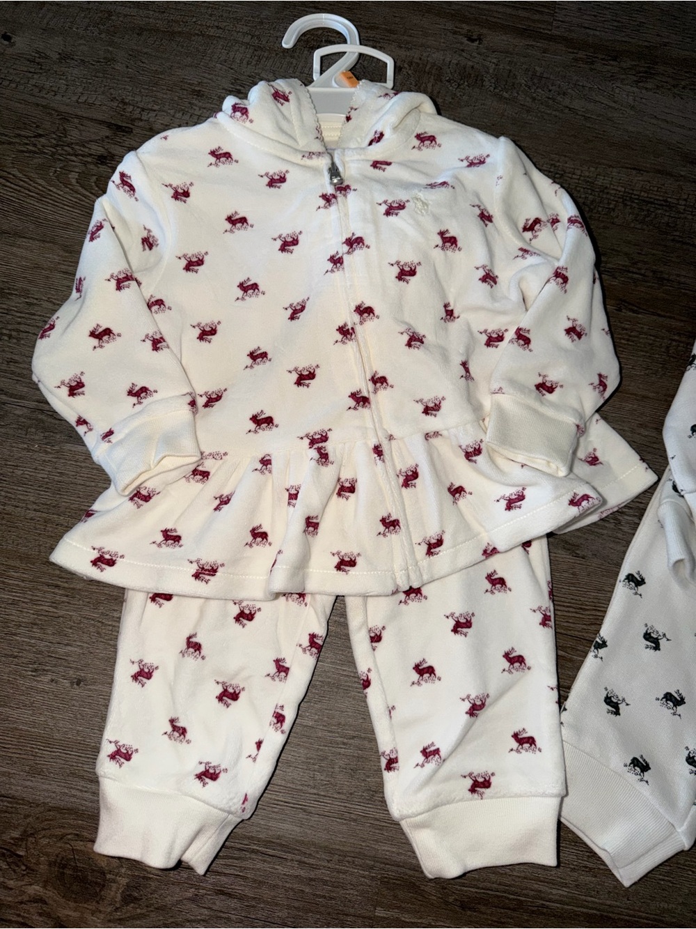 Ralph Lauren polo Baby Girls Elk Velour Full-Zip Hoodie & Pant Set size 12 month